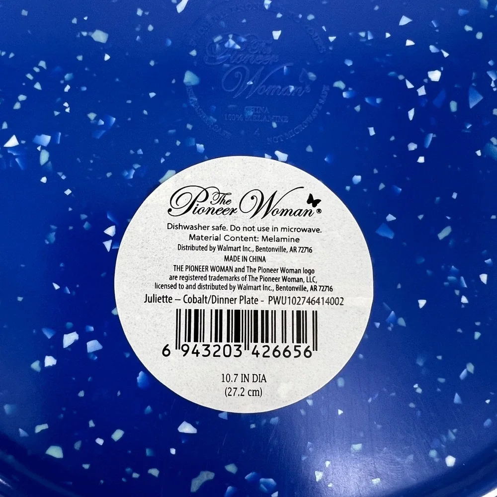 The Pioneer Woman Juliette Dinner Plate‎ Cobalt Blue Speckle Melamine 10.7